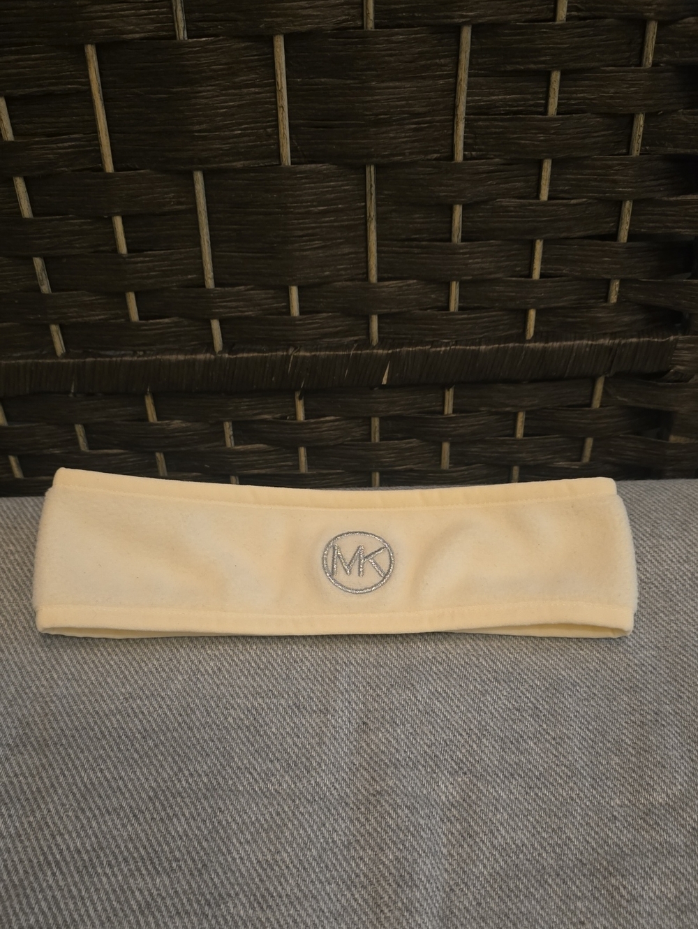 Michael Kors Cream Fleece Ear Warmer with Silver MK Emblem, NWOT